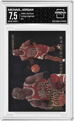 Michael Jordan from the 1993-94 Fleer set graded by Arena Club and given an overall grade of 7.5.