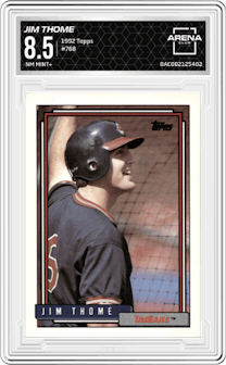 Jim Thome from the 1992 Topps set graded by Arena Club and given an overall grade of 8.5.