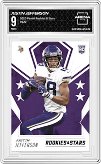 Justin Jefferson from the 2020 Panini Rookies & Stars set graded by Arena Club and given an overall grade of 9.