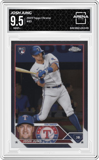Josh Jung from the 2023 Topps Chrome set graded by Arena Club and given an overall grade of 9.5.