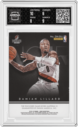 Damian Lillard from the 2018-19 Panini Noir set graded by Arena Club and given an overall grade of 6.5.