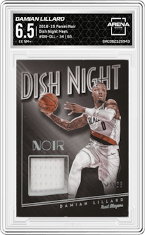 Damian Lillard from the 2018-19 Panini Noir set graded by Arena Club and given an overall grade of 6.5.