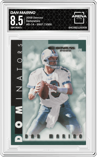 Dan Marino from the 2000 Donruss set graded by Arena Club and given an overall grade of 8.5.