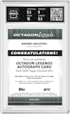 Andrei Arlovski from the 2024 Topps Chrome UFC set graded by Arena Club and given an overall grade of 9.5.
