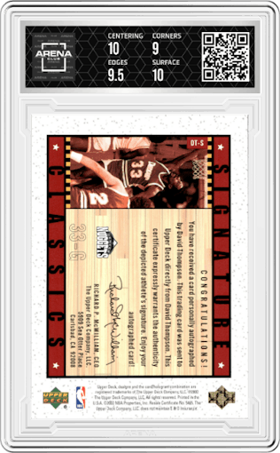 David Thompson from the 2002-03 Upper Deck Generations set graded by Arena Club and given an overall grade of 9.5.