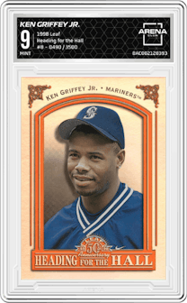 Ken Griffey Jr. from the 1998 Leaf  set graded by Arena Club and given an overall grade of 9.