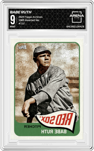 Babe Ruth from the 2023 Topps Archives set graded by Arena Club and given an overall grade of 9.