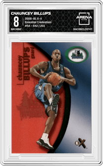 Chauncey Billups from the 2000-01 E-X set featuring a Essential Credentials parallel graded by Arena Club and given an overall grade of 8.