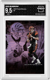 Joe Burrow from the 2020 Panini Illusions set graded by Arena Club and given an overall grade of 9.5.