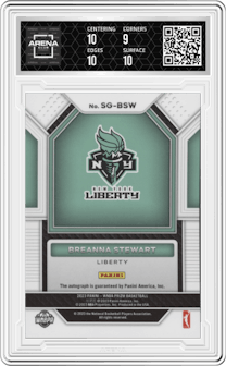 Breanna Stewart from the 2023 Panini Prizm WNBA set graded by Arena Club and given an overall grade of 9.5.