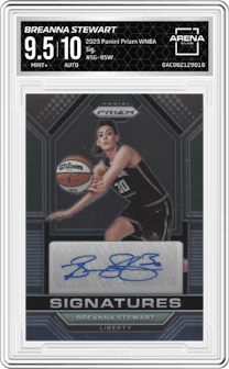 Breanna Stewart from the 2023 Panini Prizm WNBA set graded by Arena Club and given an overall grade of 9.5.