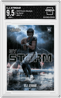 C.J. Stroud from the 2023 Panini Absolute set graded by Arena Club and given an overall grade of 9.5.