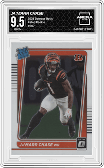 Ja'Marr Chase from the 2021 Panini Donruss Optic set graded by Arena Club and given an overall grade of 9.5.