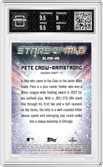 Pete Crow-Armstrong from the 2024 Topps  set graded by Arena Club and given an overall grade of 9.5.