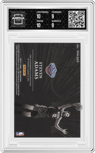 Steven Adams from the 2020-21 Panini Noir set graded by Arena Club and given an overall grade of 9.5.