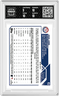  Josh Jung  from the 2023 Topps Chrome set graded by Arena Club and given an overall grade of 9.5.