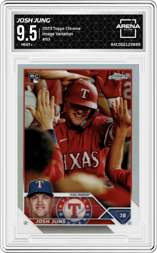  Josh Jung  from the 2023 Topps Chrome set graded by Arena Club and given an overall grade of 9.5.