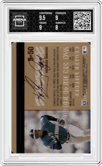 Ken Griffey Jr. from the 1995 Donruss Studio set graded by Arena Club and given an overall grade of 8.5.