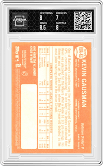 Kevin Gausman from the 2013 Topps Heritage set graded by Arena Club and given an overall grade of 7.5.