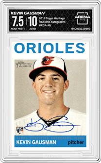 Kevin Gausman from the 2013 Topps Heritage set graded by Arena Club and given an overall grade of 7.5.