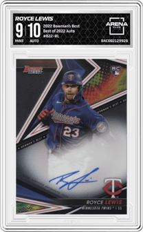 Royce Lewis from the 2022 Bowman’s Best   set graded by Arena Club and given an overall grade of 9.
