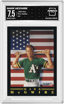 Mark McGwire from the 1991 Fleer set graded by Arena Club and given an overall grade of 7.5.