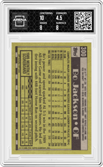 Bo Jackson from the 1990 Topps set graded by Arena Club and given an overall grade of 5.
