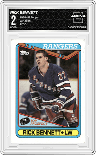 Rick Bennett from the 1990-91 Topps set featuring a Variation parallel graded by Arena Club and given an overall grade of 2.