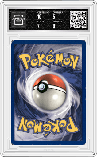 Parasect from the 1999 Pokemon set graded by Arena Club and given an overall grade of 5.5.