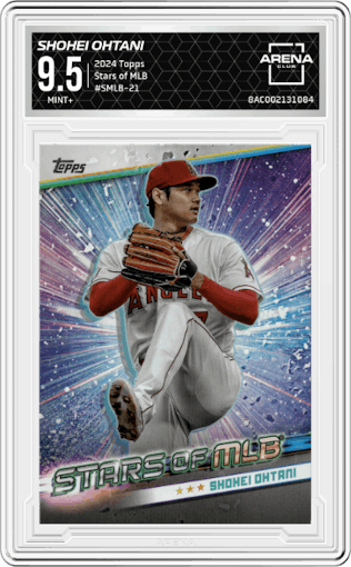 Shohei Ohtani from the 2024 Topps  set graded by Arena Club and given an overall grade of 9.5.
