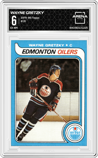 Wayne Gretzky from the 1979-80 Topps set graded by Arena Club and given an overall grade of 6.