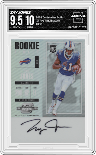 Zay Jones from the 2018 Panini Contenders Optic set graded by Arena Club and given an overall grade of 9.5.