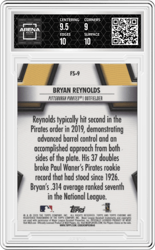 Bryan Reynolds from the 2023 Topps Archives Signature Series Active Player Edition  set graded by Arena Club and given an overall grade of 9.5.