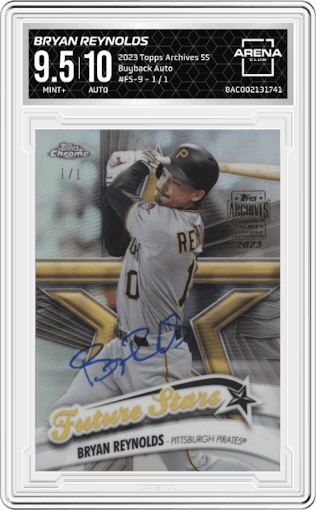 Bryan Reynolds from the 2023 Topps Archives Signature Series Active Player Edition  set graded by Arena Club and given an overall grade of 9.5.