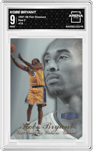 Kobe Bryant from the 1997-98 Flair Showcase set graded by Arena Club and given an overall grade of 9.
