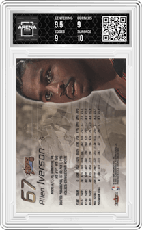 Allen Iverson from the 1999-00 Flair Showcase set graded by Arena Club and given an overall grade of 9.5.