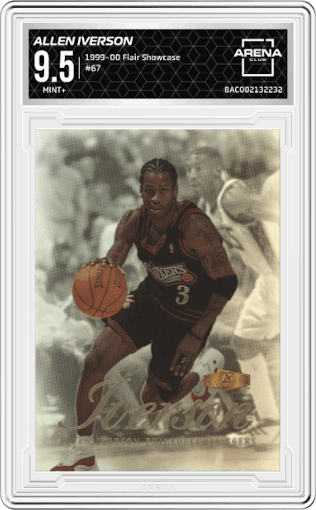 Allen Iverson from the 1999-00 Flair Showcase set graded by Arena Club and given an overall grade of 9.5.