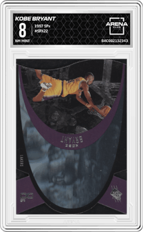 Kobe Bryant from the 1997 SPx set graded by Arena Club and given an overall grade of 8.