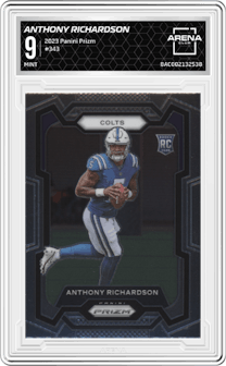 Anthony Richardson from the 2023 Panini Prizm set graded by Arena Club and given an overall grade of 9.