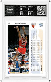 Michael Jordan from the 1992-93 Upper Deck  set graded by Arena Club and given an overall grade of 9.