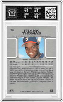 Frank Thomas from the 1990 Leaf set graded by Arena Club and given an overall grade of 9.
