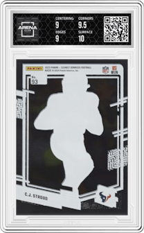 C.J. Stroud from the 2023 Clearly Donruss set graded by Arena Club and given an overall grade of 9.5.