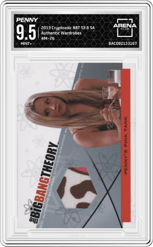 Penny from the 2013 Cryptozoic The Big Bang Theory Seasons 3 and 4 set graded by Arena Club and given an overall grade of 9.5.