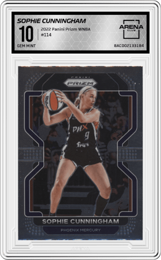 Sophie Cunningham from the 2022 Panini Prizm WNBA set graded by Arena Club and given an overall grade of 10.