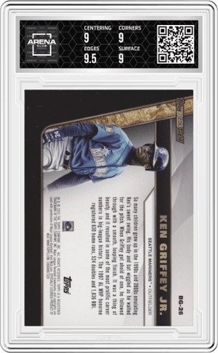 Ken Griffey Jr. from the 2023 Topps Update set graded by Arena Club and given an overall grade of 9.