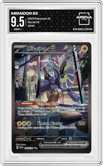 Miraidon EX from the 2023 Pokemon SV set graded by Arena Club and given an overall grade of 9.5.