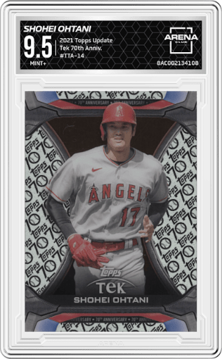 Shohei Ohtani from the 2021 Topps Update set graded by Arena Club and given an overall grade of 9.5.