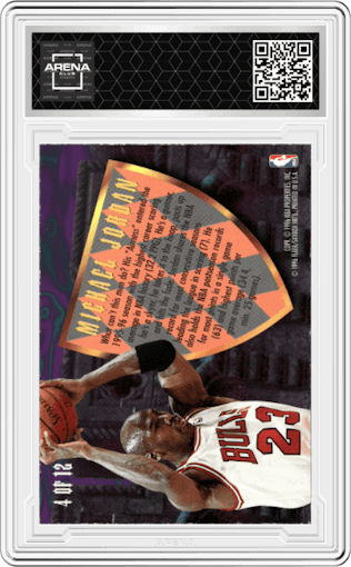 Michael Jordan from the 1995-96 Fleer Ultra set featuring a Hot Packs parallel graded by Arena Club.