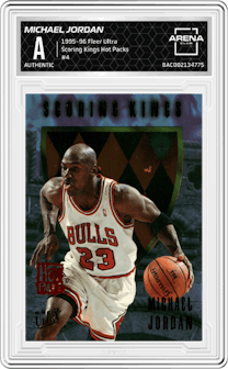 Michael Jordan from the 1995-96 Fleer Ultra set featuring a Hot Packs parallel graded by Arena Club and given an overall grade of 0.