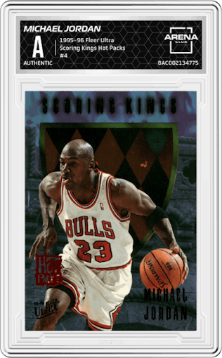 Michael Jordan from the 1995-96 Fleer Ultra set featuring a Hot Packs parallel graded by Arena Club.